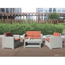 Уличный диваны и кресла Rattan Premium 4 Венге. Подушки оранжевые
